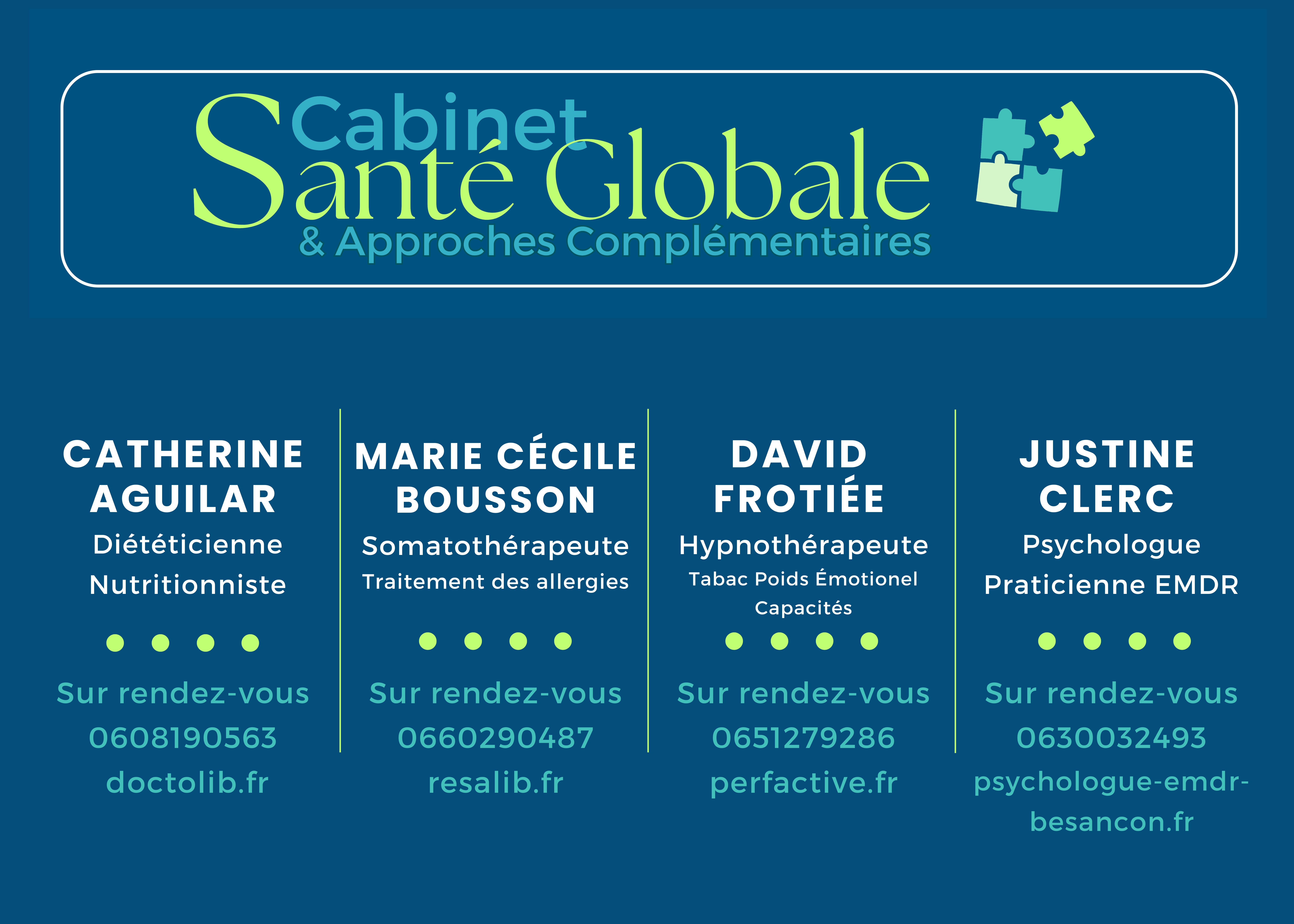 Bienvenue au Cabinet de Santé Globale & Approches Complémentaires à Besançon : une équipe dédiée à votre bien-être