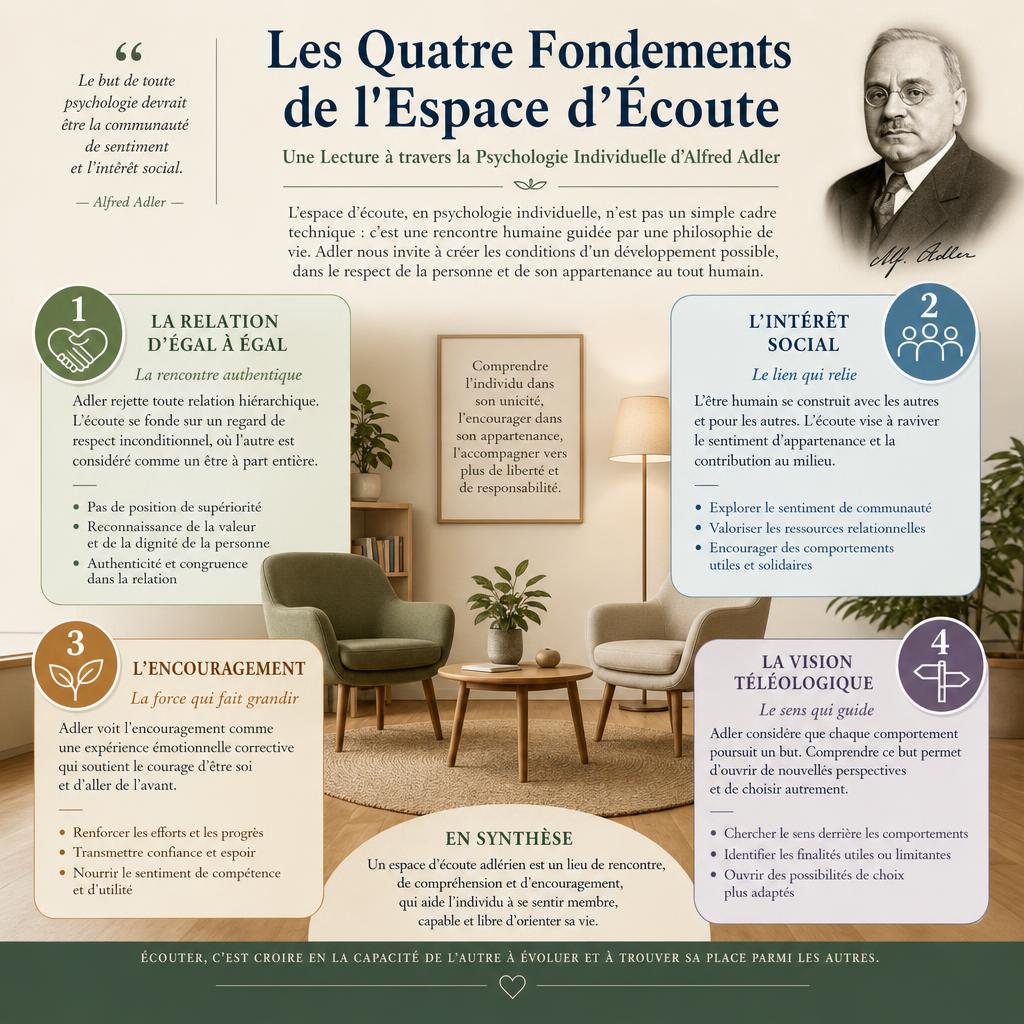 Les Quatre Fondements de l'Espace d'Écoute : Une Lecture à travers la Psychologie Individuelle d'Alfred Adler
