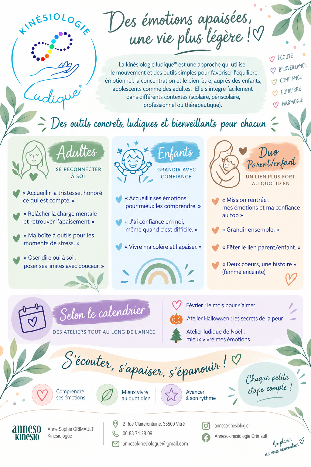 Des ateliers de kinésiolgie ludiques pour tous les âges!