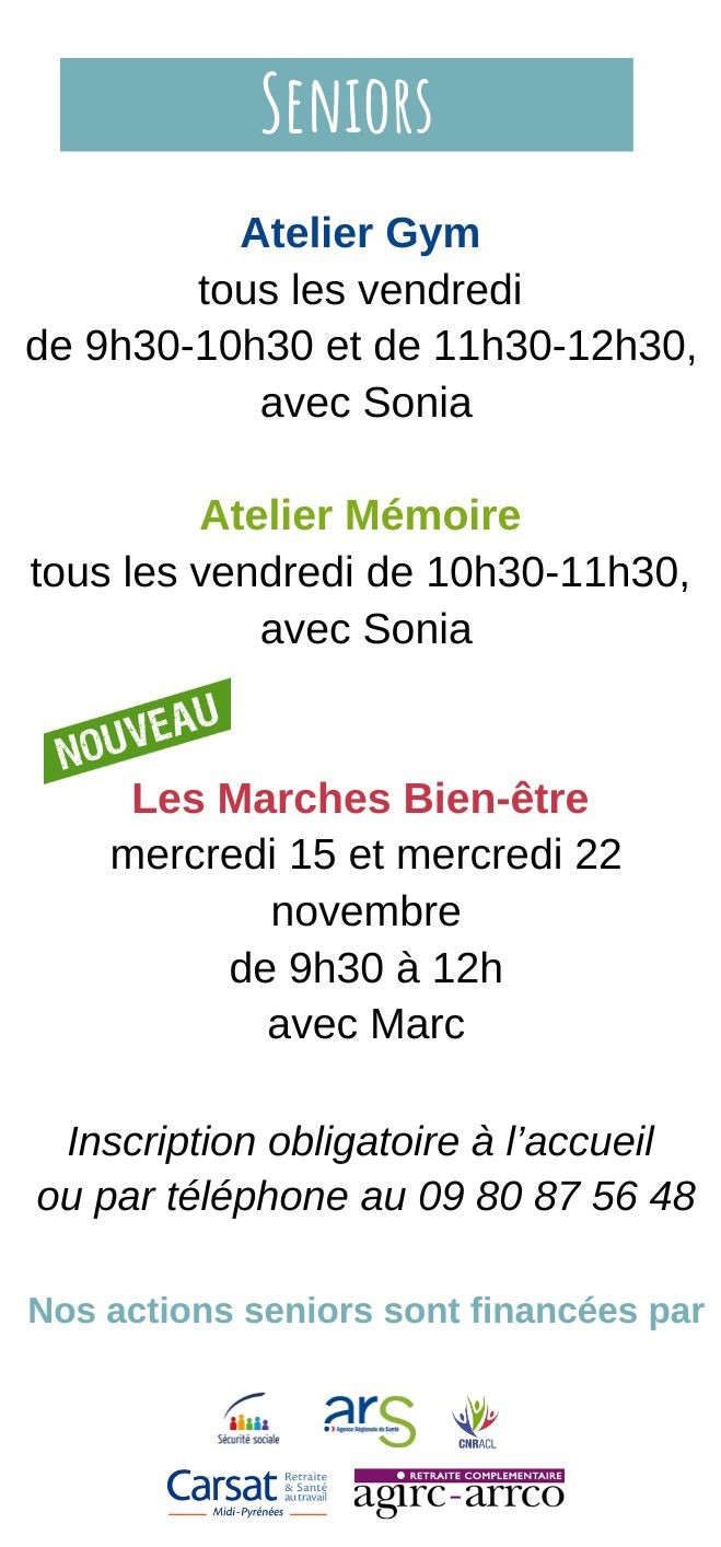 Activités Adultes Centre social rue de L'orient