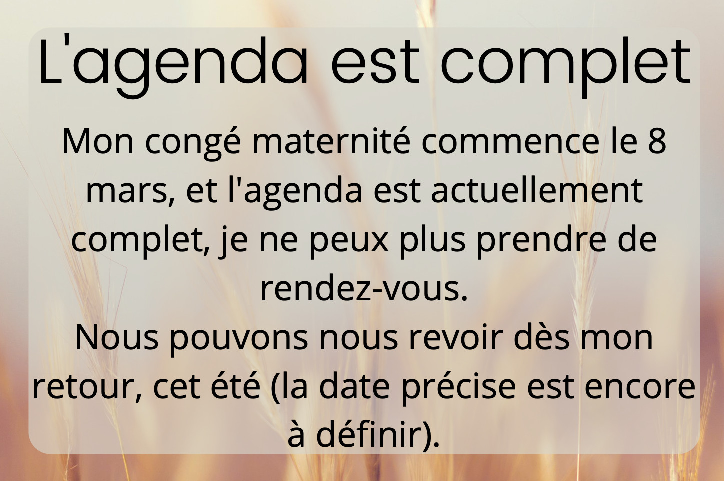 L'agenda est complet