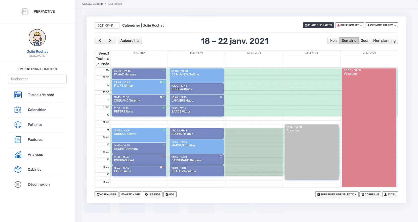Le calendrier | PERFACTIVE