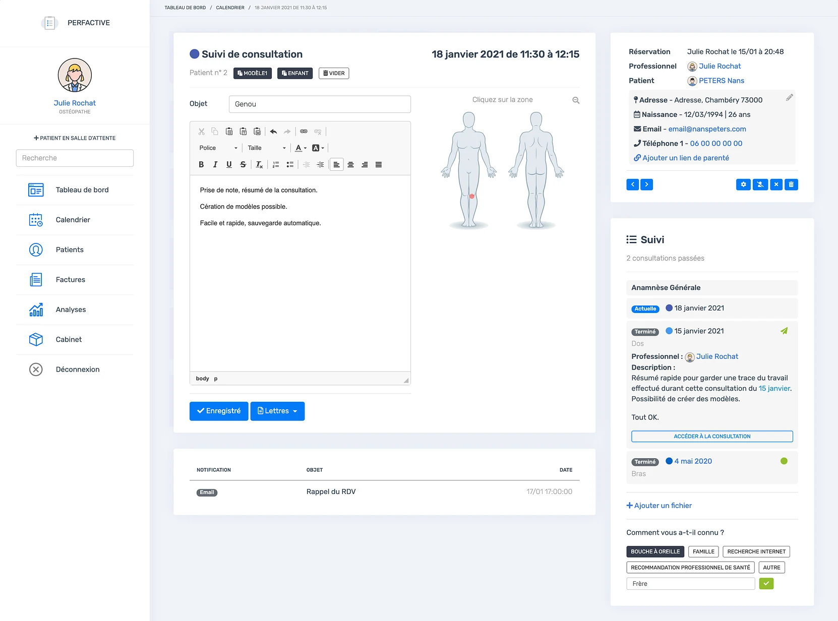 La page de consultation | PERFACTIVE